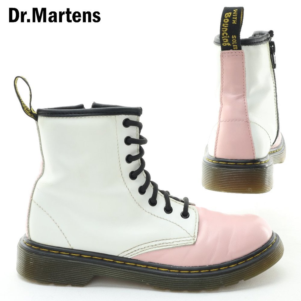 Dr. Martens 1460J Junior Softy T Leather Lace/Zip Boots Pink/White US3 EU34
